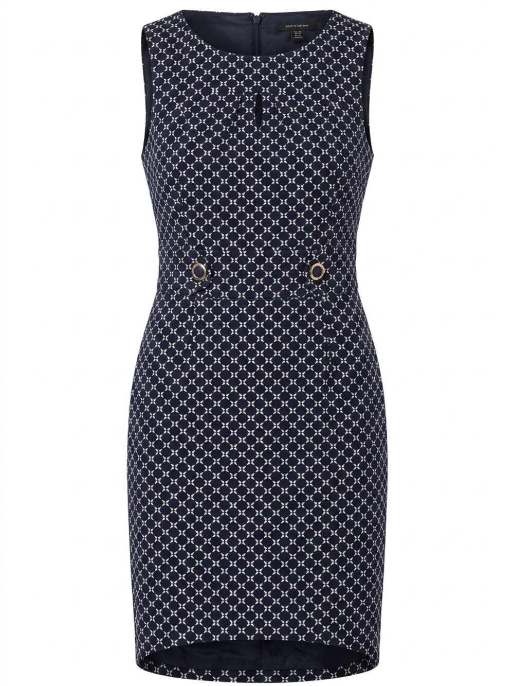Tahari Navy and White Sleeveless Sheath Dress - Picture 1 of 5